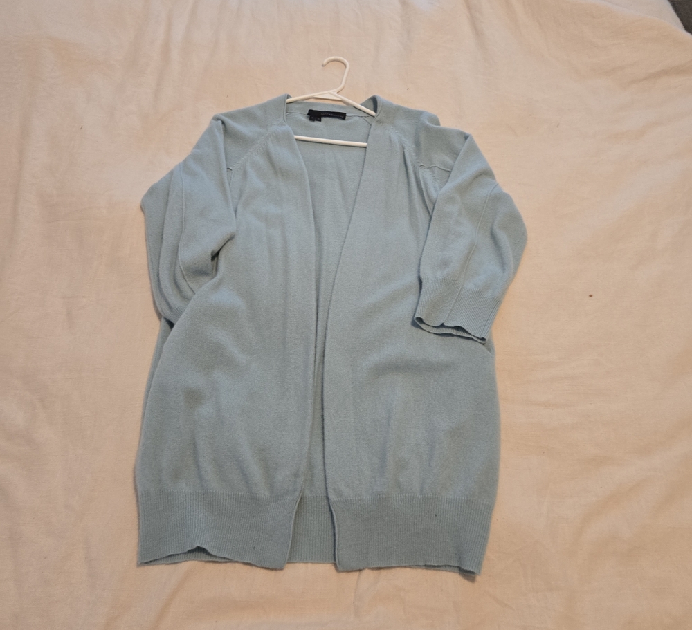 360 Cashmere Light Teal Blue Cardigan Sweater